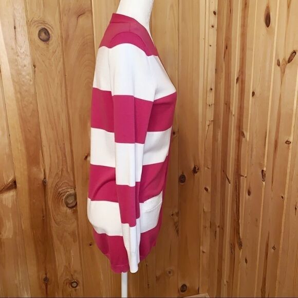 Tommy Hilfiger pink/ white striped cardigan size S - Picture 4 of 8